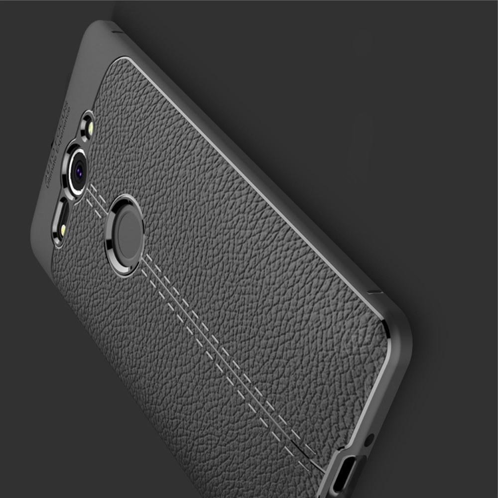 Litchi Grain Leather Силиконовый Накладка Чехол для Sony Xperia XZ2 Compact с Текстурой Кожа Черный
