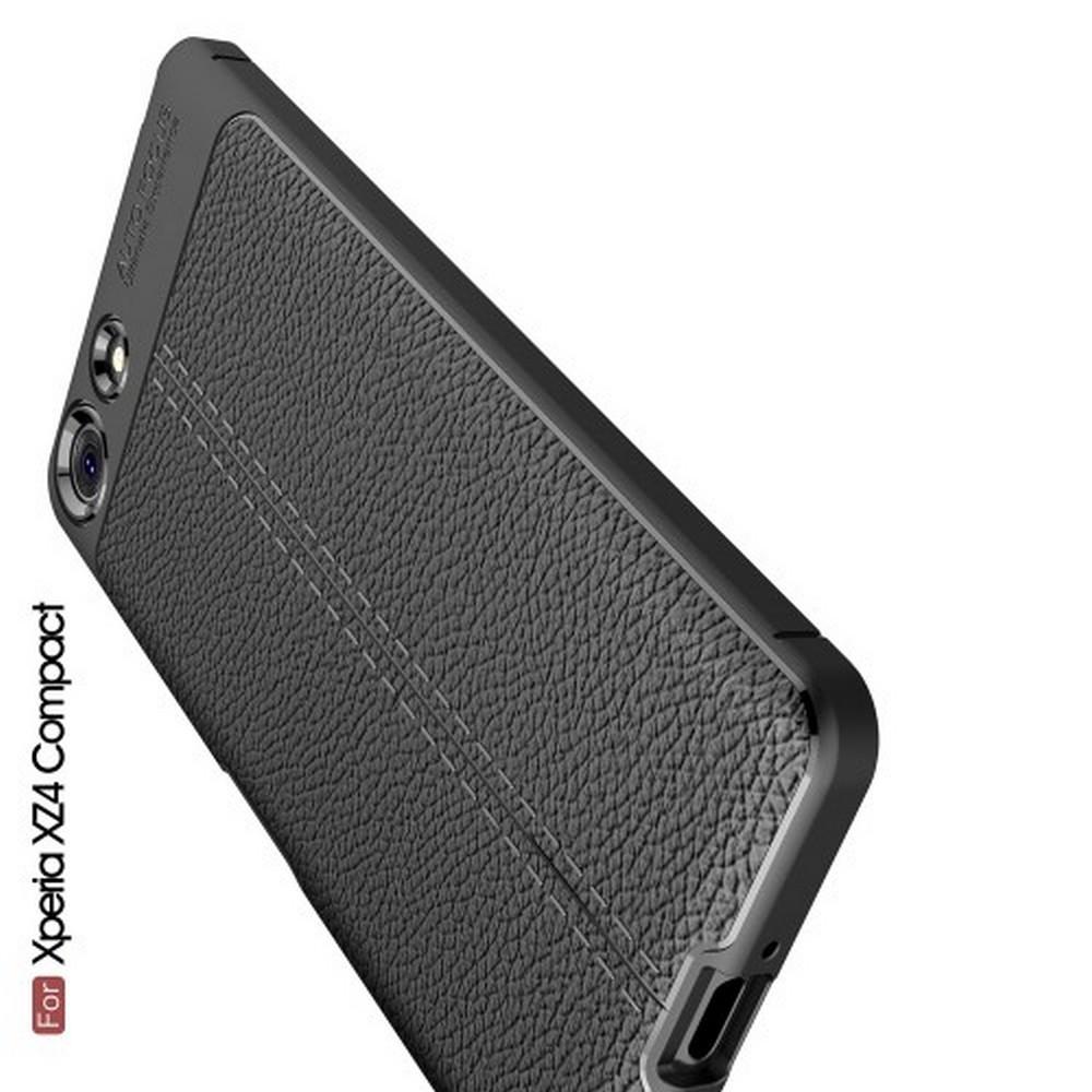 Litchi Grain Leather Силиконовый Накладка Чехол для Sony Xperia XZ4 Compact с Текстурой Кожа Черный