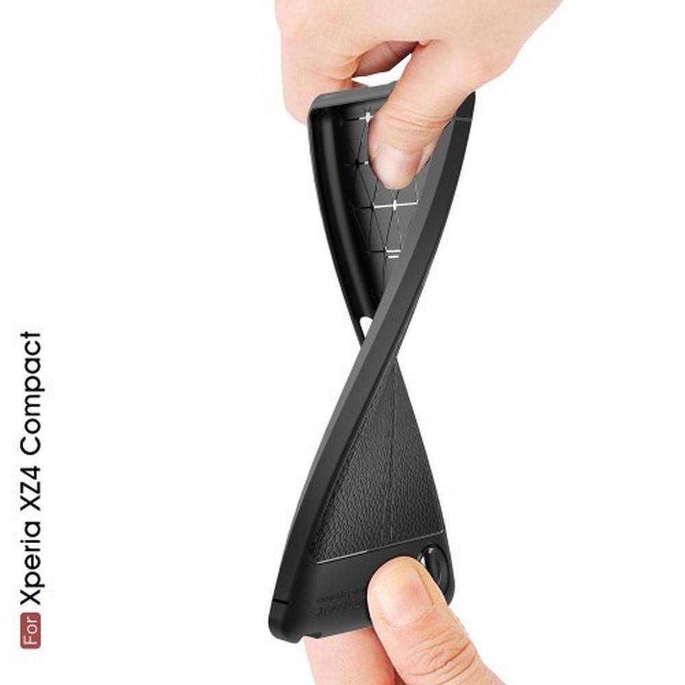 Litchi Grain Leather Силиконовый Накладка Чехол для Sony Xperia XZ4 Compact с Текстурой Кожа Серый