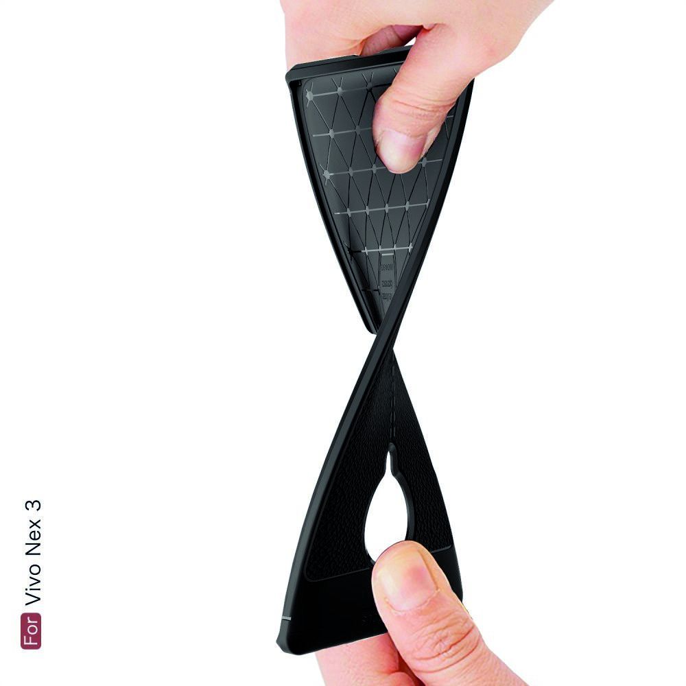Litchi Grain Leather Силиконовый Накладка Чехол для Vivo NEX 3 с Текстурой Кожа Черный