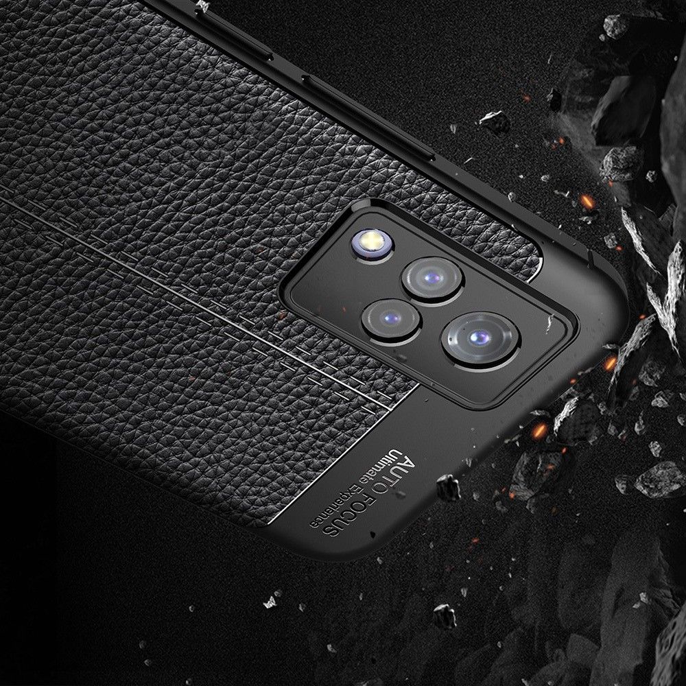 Litchi Grain Leather Силиконовый Накладка Чехол для Vivo v21 с Текстурой Кожа Черный