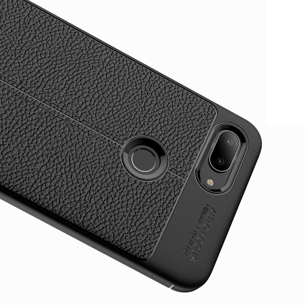 Litchi Grain Leather Силиконовый Накладка Чехол для Xiaomi Mi 8 Lite с Текстурой Кожа Черный