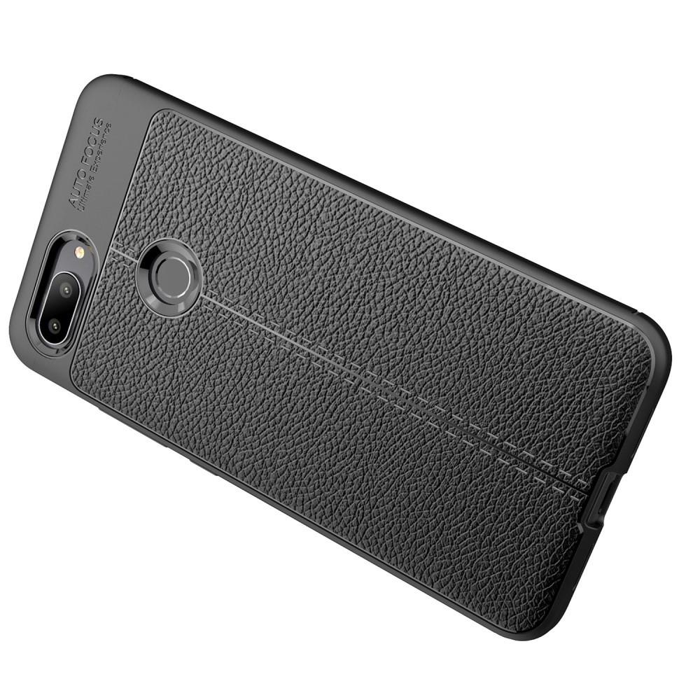 Litchi Grain Leather Силиконовый Накладка Чехол для Xiaomi Mi 8 Lite с Текстурой Кожа Черный