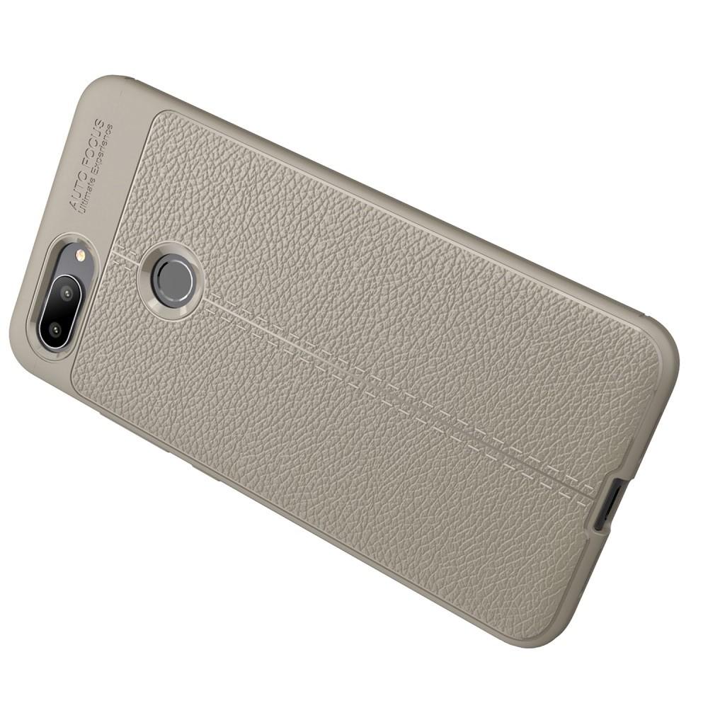 Litchi Grain Leather Силиконовый Накладка Чехол для Xiaomi Mi 8 Lite с Текстурой Кожа Серый