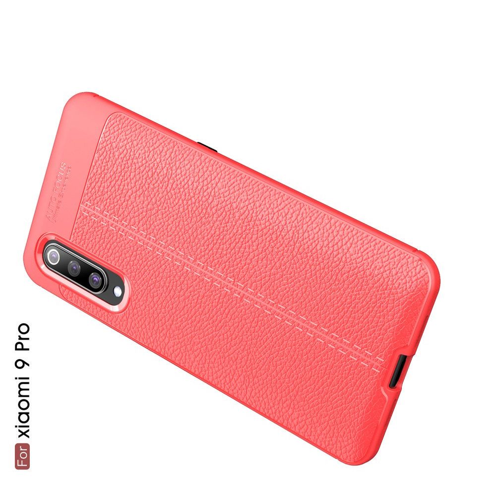 Litchi Grain Leather Силиконовый Накладка Чехол для Xiaomi Mi 9 Pro с Текстурой Кожа Красный