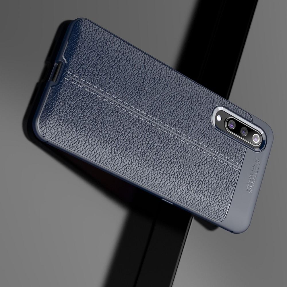 Litchi Grain Leather Силиконовый Накладка Чехол для Xiaomi Mi 9 с Текстурой Кожа Синий