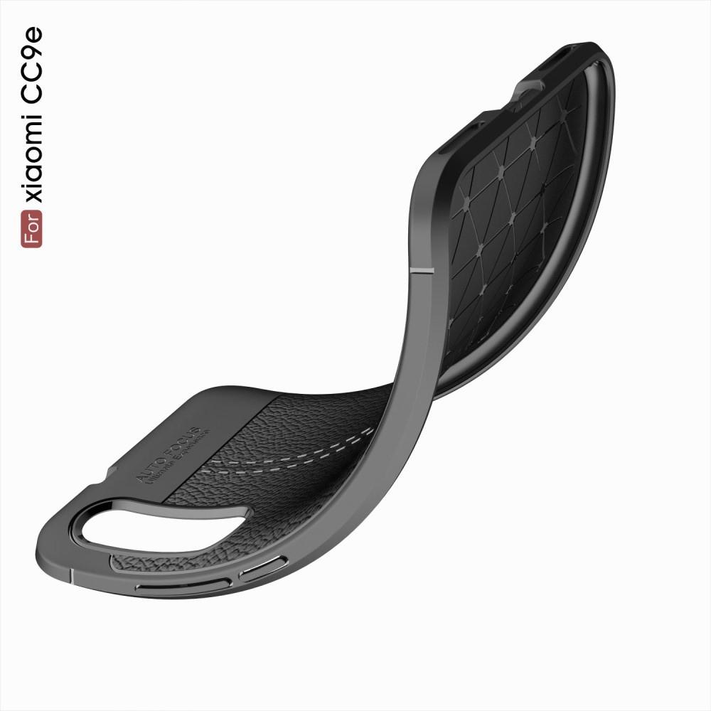 Litchi Grain Leather Силиконовый Накладка Чехол для Xiaomi Mi A3 с Текстурой Кожа Черный