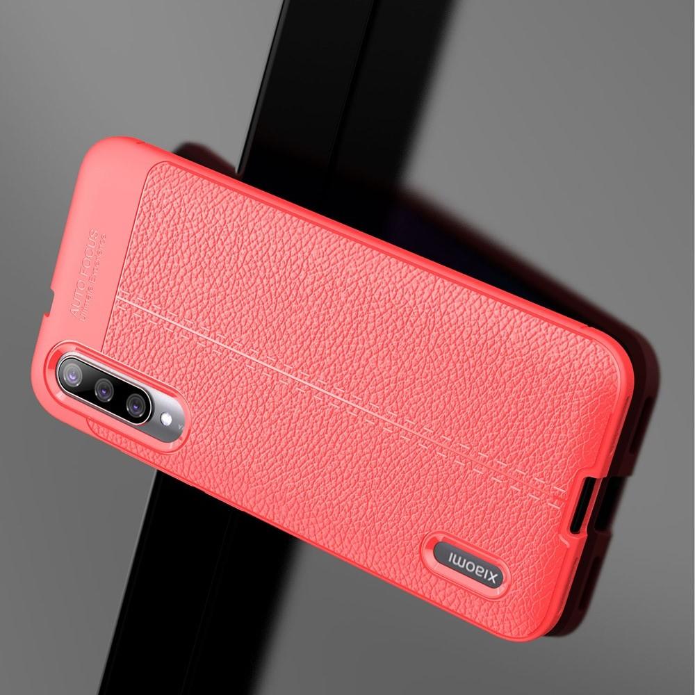 Litchi Grain Leather Силиконовый Накладка Чехол для Xiaomi Mi A3 с Текстурой Кожа Коралловый