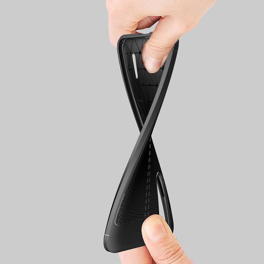 Litchi Grain Leather Силиконовый Накладка Чехол для Xiaomi Mi A3 с Текстурой Кожа Коралловый