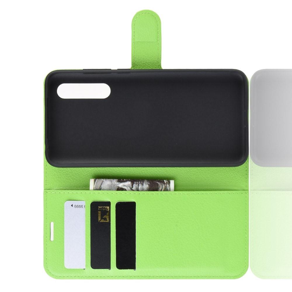 Litchi Grain Leather Силиконовый Накладка Чехол для Xiaomi Mi A3 с Текстурой Кожа Зеленый