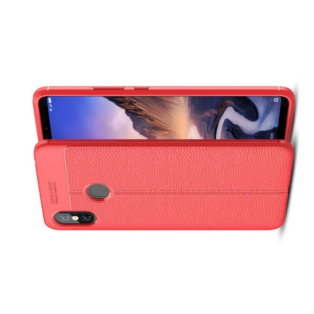 Litchi Grain Leather Силиконовый Накладка Чехол для Xiaomi Mi Max 3 с Текстурой Кожа Красный