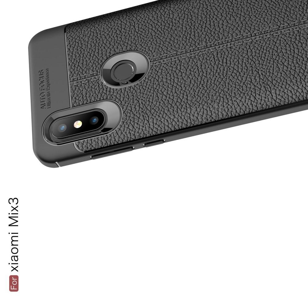 Litchi Grain Leather Силиконовый Накладка Чехол для Xiaomi Mi Mix 3 с Текстурой Кожа Черный