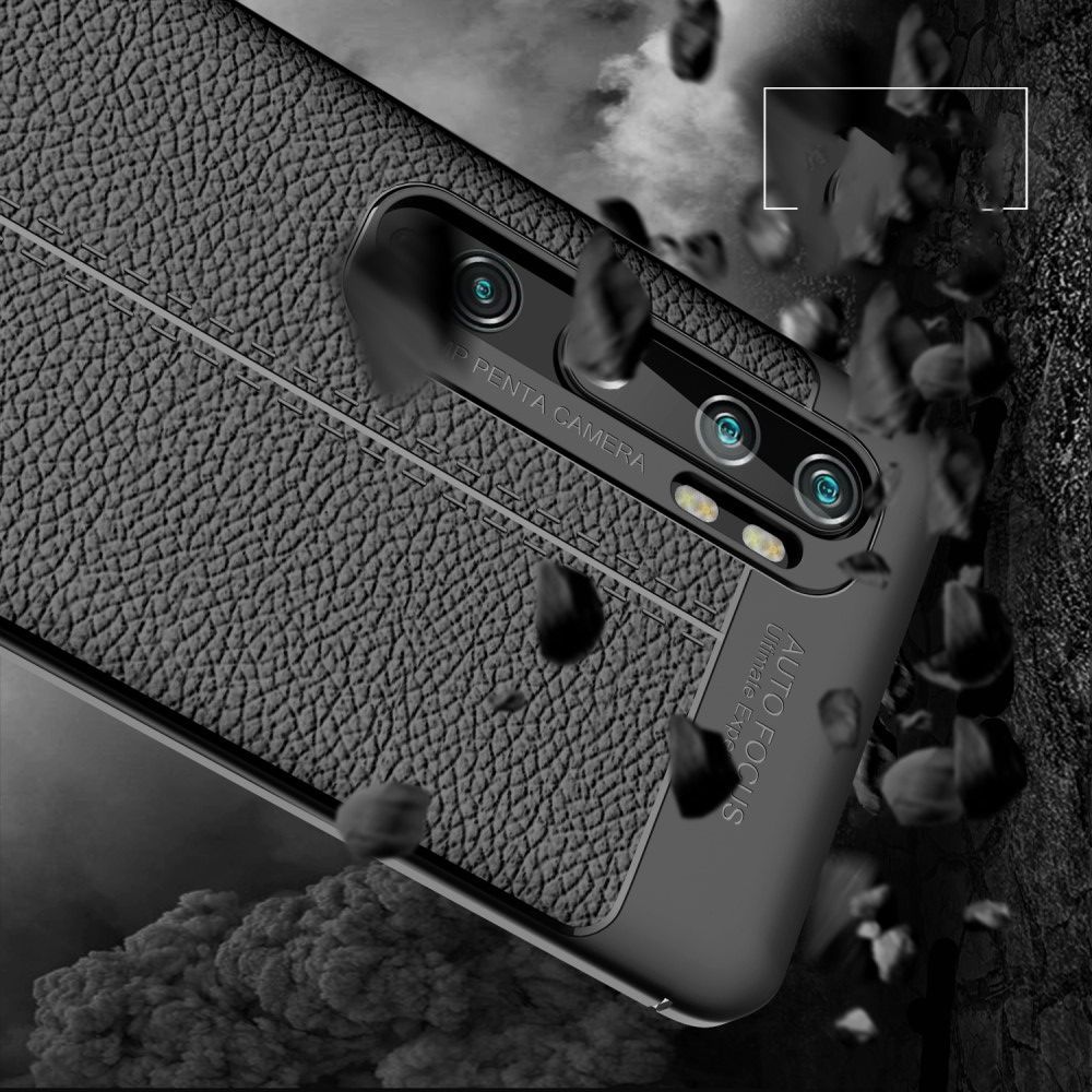Litchi Grain Leather Силиконовый Накладка Чехол для Xiaomi Mi Note 10 с Текстурой Кожа Черный