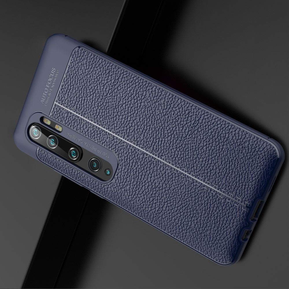Litchi Grain Leather Силиконовый Накладка Чехол для Xiaomi Mi Note 10 с Текстурой Кожа Красный
