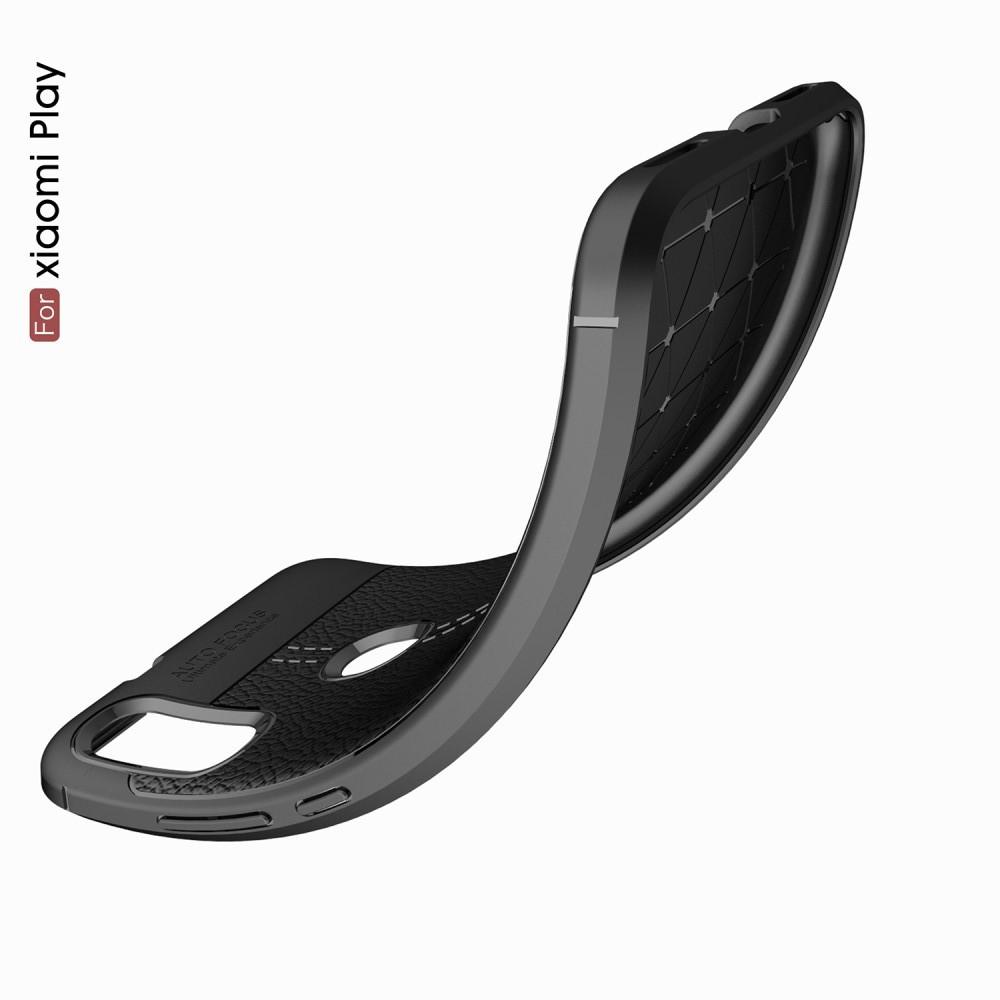 Litchi Grain Leather Силиконовый Накладка Чехол для Xiaomi Mi Play с Текстурой Кожа Черный