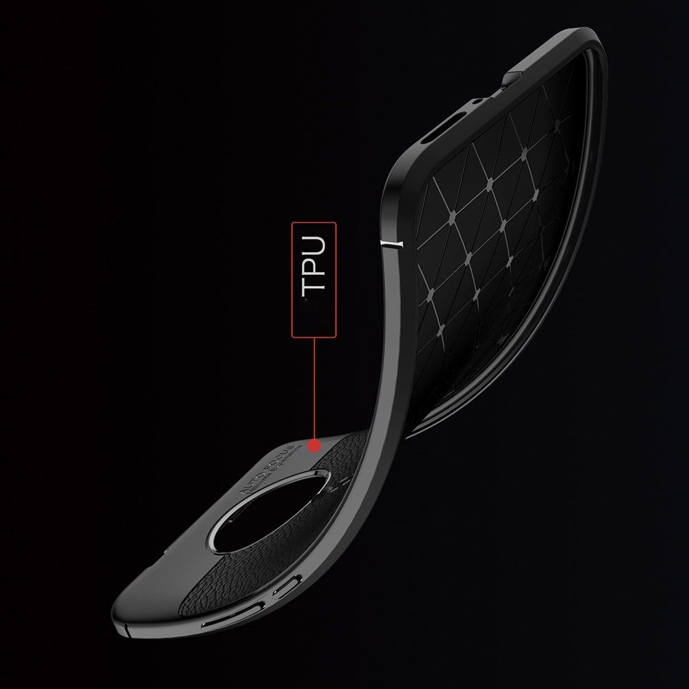Litchi Grain Leather Силиконовый Накладка Чехол для Xiaomi Poco F2 Pro с Текстурой Кожа Черный
