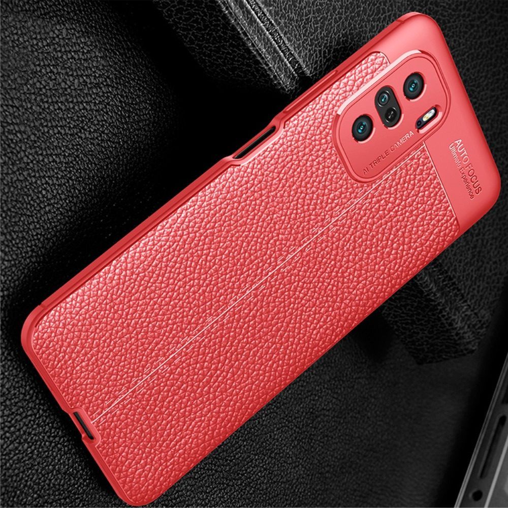 Litchi Grain Leather Силиконовый Накладка Чехол для Xiaomi POCO F3 с Текстурой Кожа Синий