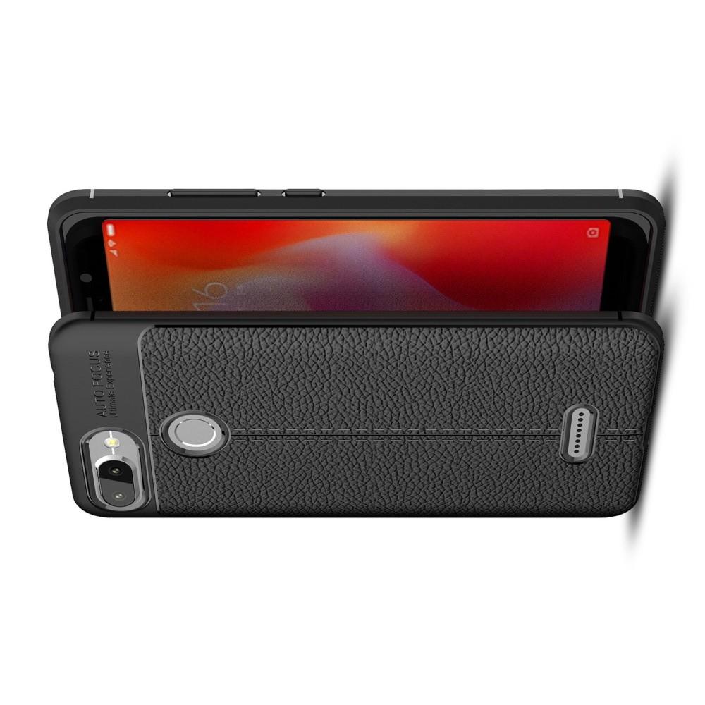 Litchi Grain Leather Силиконовый Накладка Чехол для Xiaomi Redmi 6 с Текстурой Кожа Черный