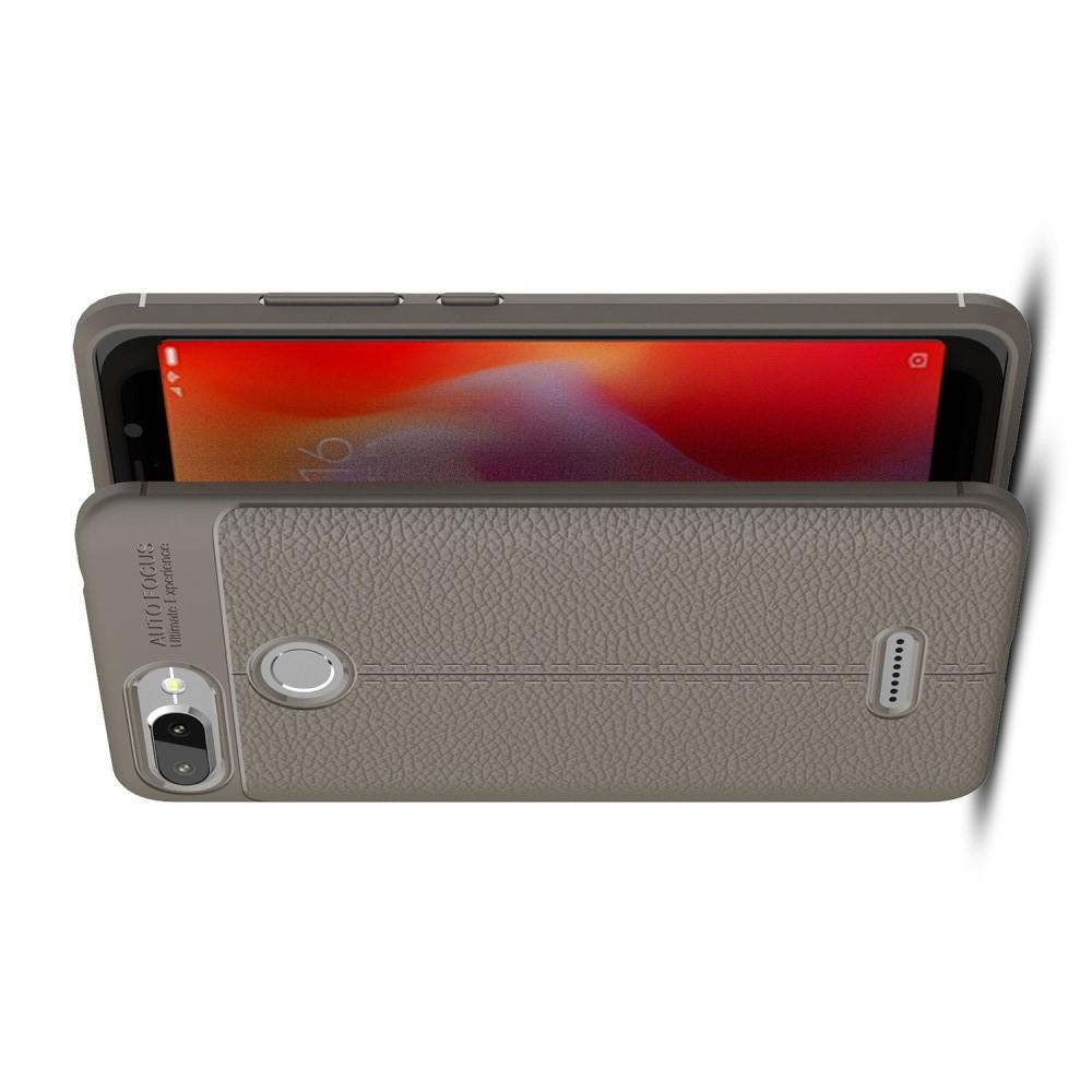 Litchi Grain Leather Силиконовый Накладка Чехол для Xiaomi Redmi 6 с Текстурой Кожа Серый