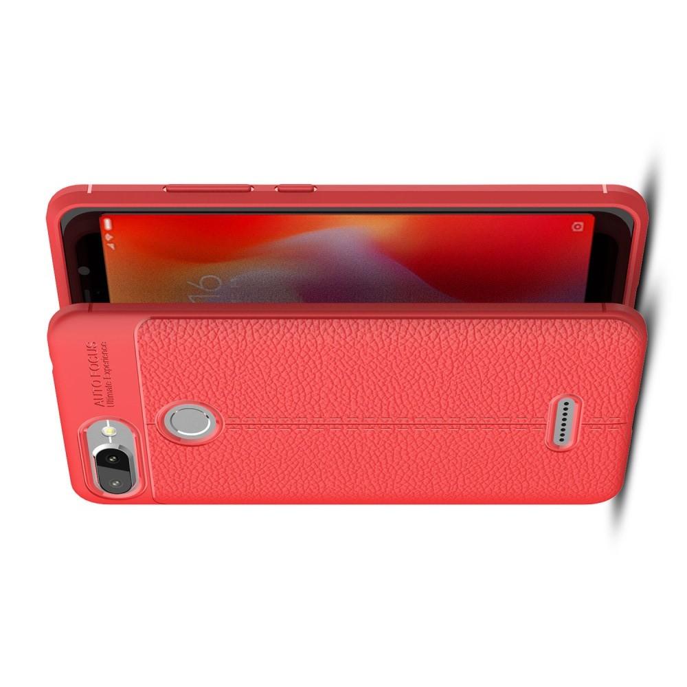 Litchi Grain Leather Силиконовый Накладка Чехол для Xiaomi Redmi 6 с Текстурой Кожа Коралловый