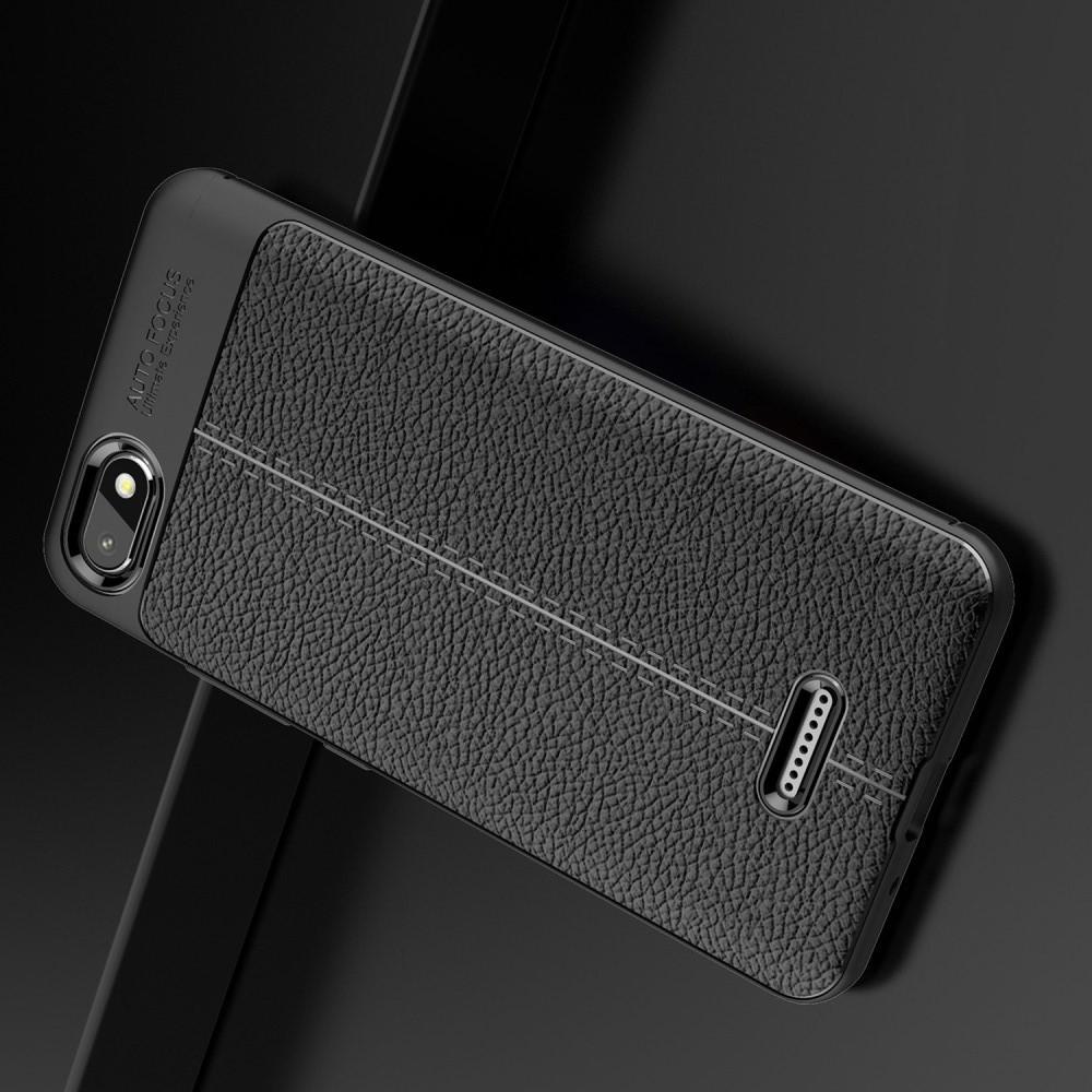 Litchi Grain Leather Силиконовый Накладка Чехол для Xiaomi Redmi 6A с Текстурой Кожа Черный