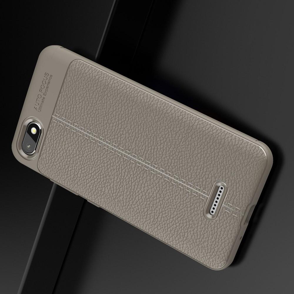 Litchi Grain Leather Силиконовый Накладка Чехол для Xiaomi Redmi 6A с Текстурой Кожа Серый