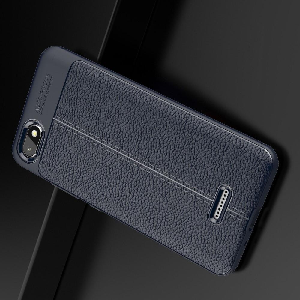 Litchi Grain Leather Силиконовый Накладка Чехол для Xiaomi Redmi 6A с Текстурой Кожа Синий