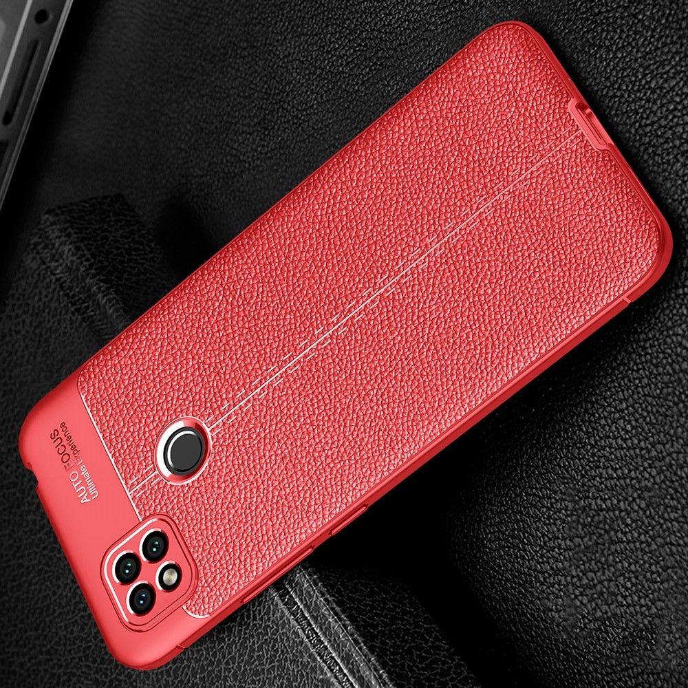 Litchi Grain Leather Силиконовый Накладка Чехол для Xiaomi Redmi 9C с Текстурой Кожа Черный