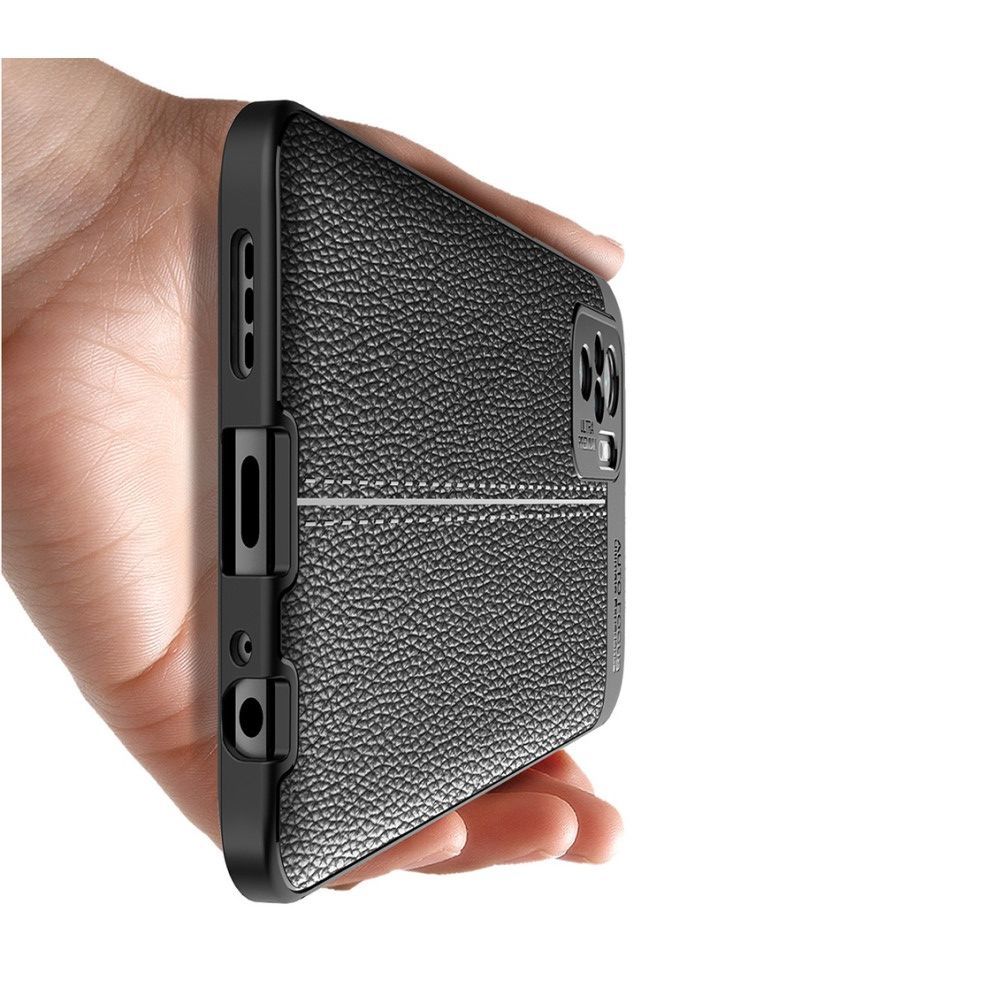 Litchi Grain Leather Силиконовый Накладка Чехол для Xiaomi Redmi Note 10 с Текстурой Кожа Синий