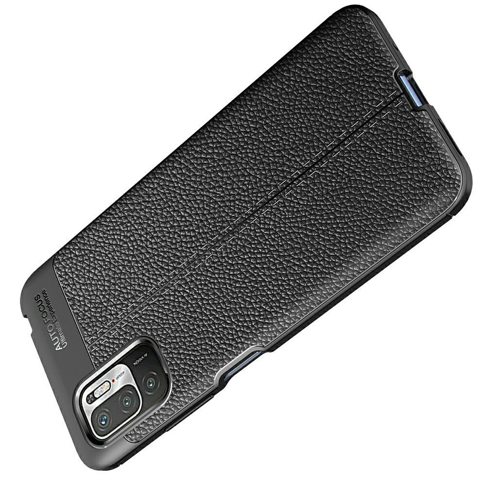 Litchi Grain Leather Силиконовый Накладка Чехол для Xiaomi Redmi Note 10T / POCO M3 PRO с Текстурой Кожа Черный