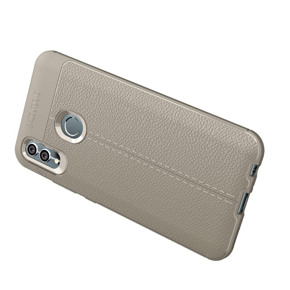 Litchi Grain Leather Силиконовый Накладка Чехол для Xiaomi Redmi Note 7 / Note 7 Pro с Текстурой Кожа Серый