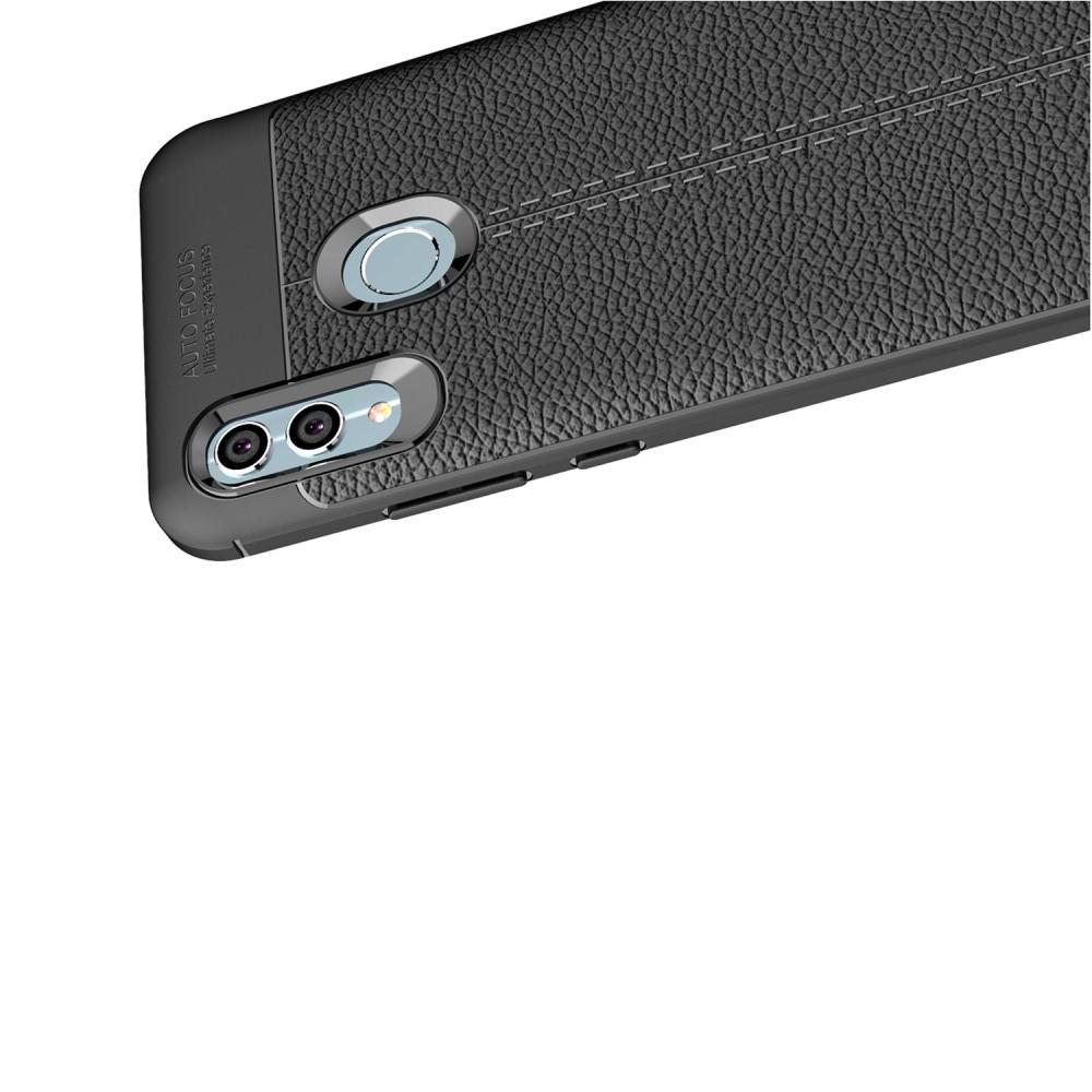 Litchi Grain Leather Силиконовый Накладка Чехол для Xiaomi Redmi Note 7 / Note 7 Pro с Текстурой Кожа Черный