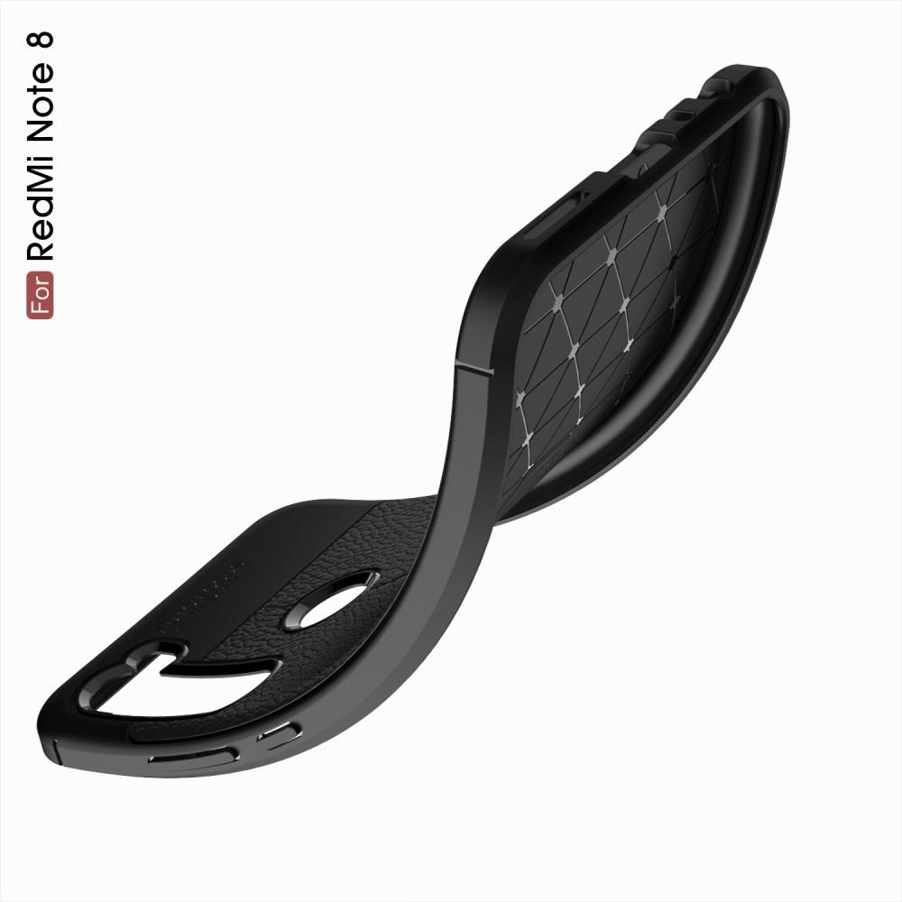 Litchi Grain Leather Силиконовый Накладка Чехол для Xiaomi Redmi Note 8 с Текстурой Кожа Черный