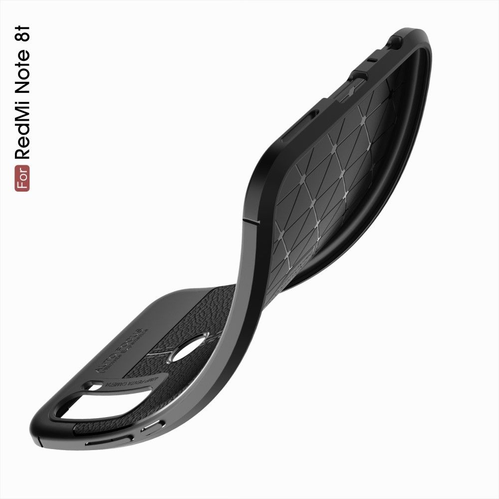 Litchi Grain Leather Силиконовый Накладка Чехол для Xiaomi Redmi Note 8T с Текстурой Кожа Черный