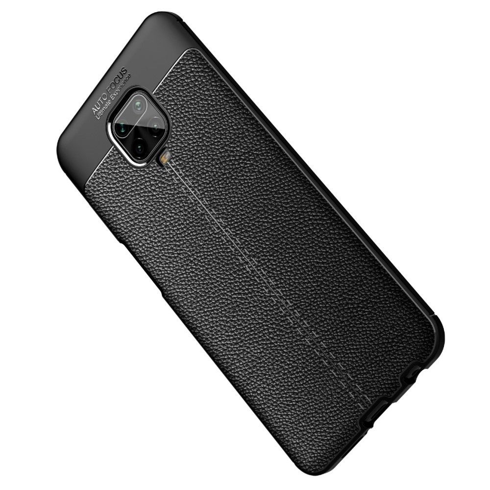 Litchi Grain Leather Силиконовый Накладка Чехол для Xiaomi Redmi Note 9 Pro с Текстурой Кожа Черный