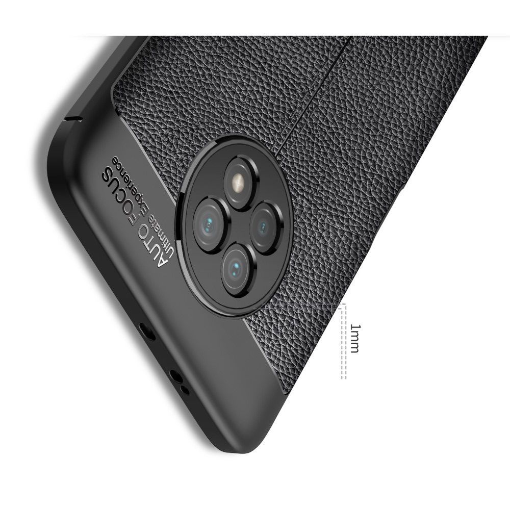 Litchi Grain Leather Силиконовый Накладка Чехол для Xiaomi Redmi Note 9T с Текстурой Кожа Черный