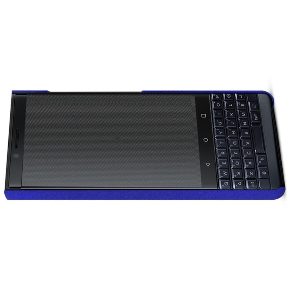 Матовый Пластиковый IMAK Finger чехол для BlackBerry KEY2 LE С Держателем Кольцом Подставкой Синий + Защитная пленка для экрана