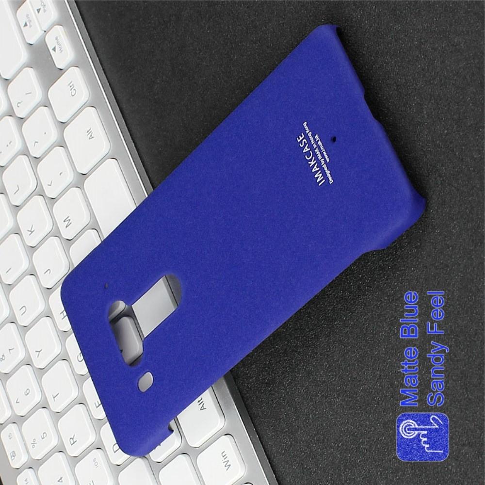Матовый Пластиковый IMAK Finger чехол для HTC U12+ С Держателем Кольцом Подставкой Синий + Защитная пленка для экрана