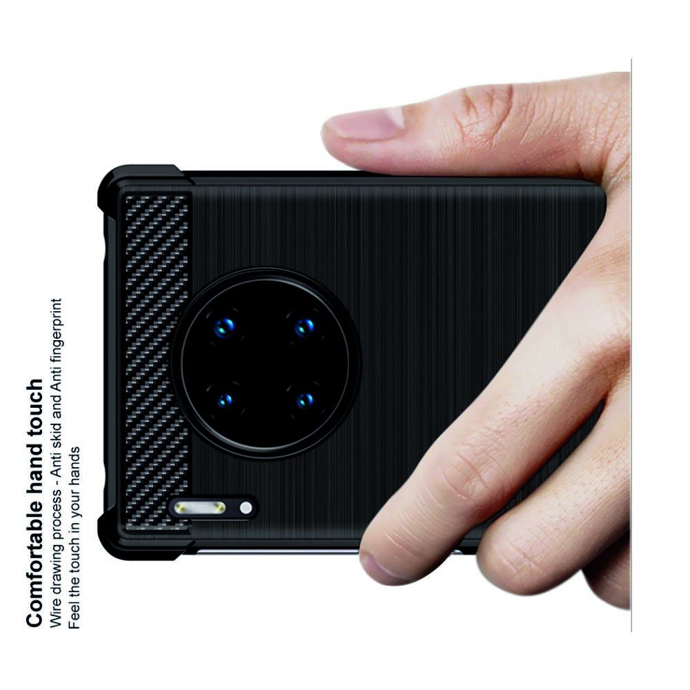 Матовый Пластиковый IMAK Finger чехол для Huawei Mate 30 Pro С Держателем Кольцом Подставкой Черный + Защитная пленка для экрана