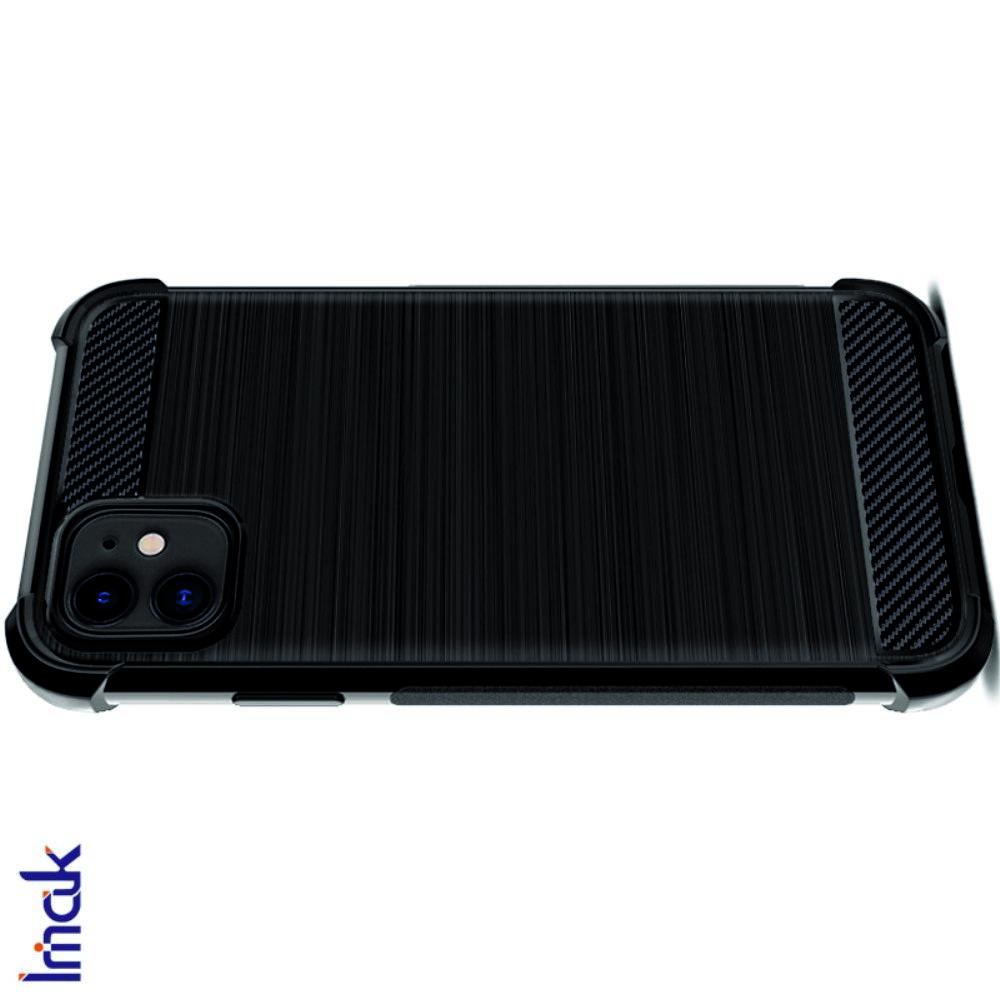 Матовый Силиконовый IMAK Vega Карбоновая Текстура Чехол c Противоударными Углами для iPhone 11 черный