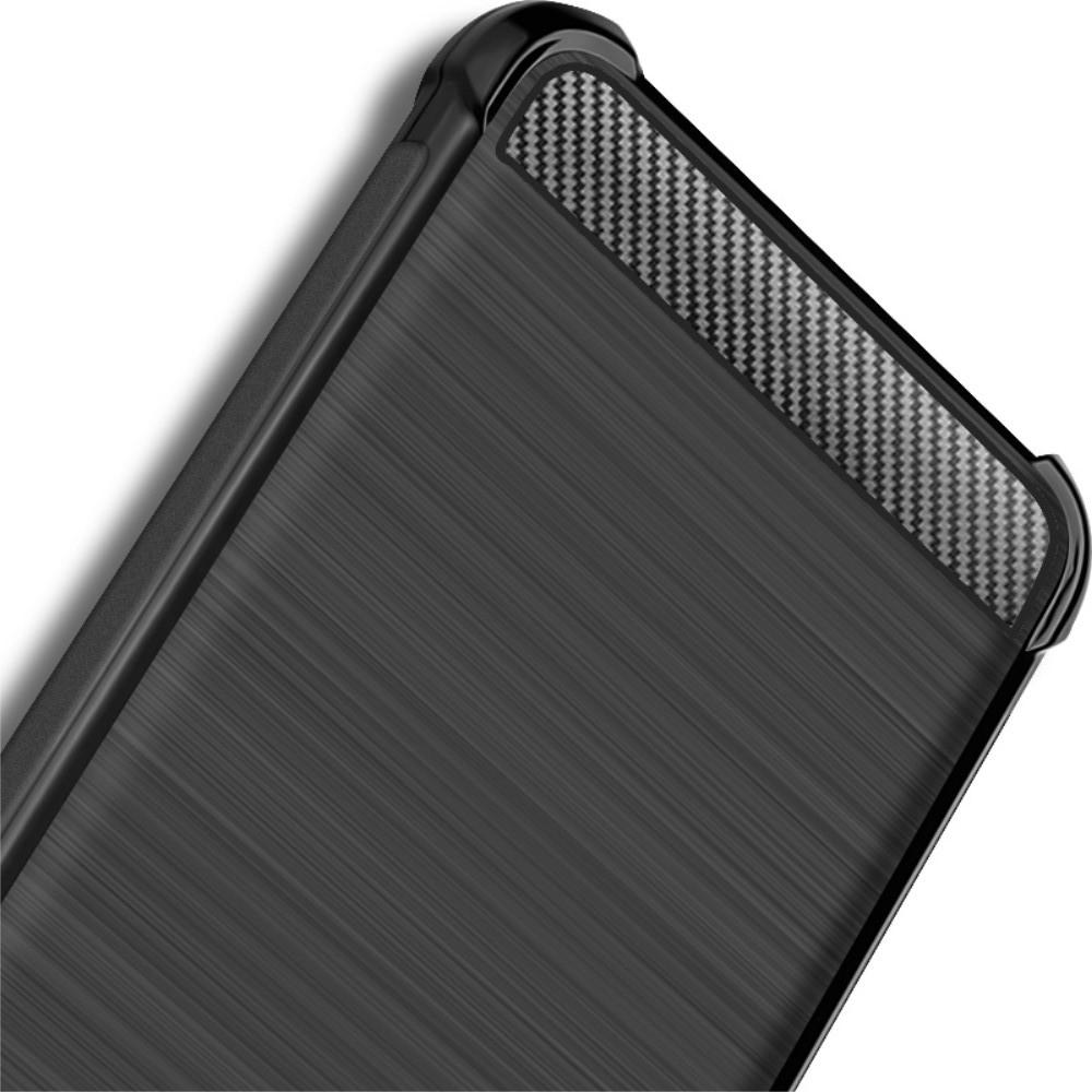Матовый Силиконовый IMAK Vega Карбоновая Текстура Чехол c Противоударными Углами для Motorola Moto G7 Power черный