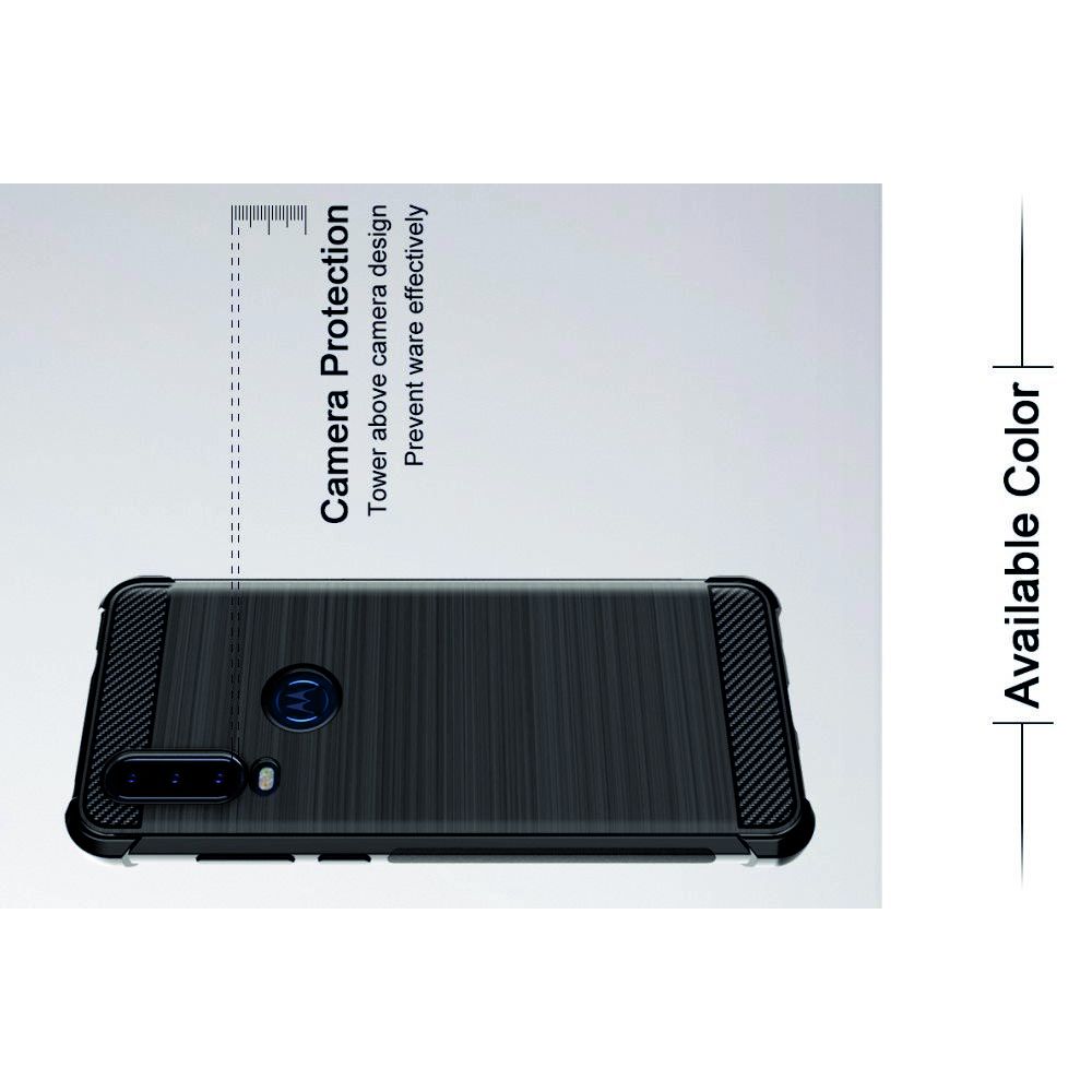 Матовый Силиконовый IMAK Vega Карбоновая Текстура Чехол c Противоударными Углами для Motorola One Action черный
