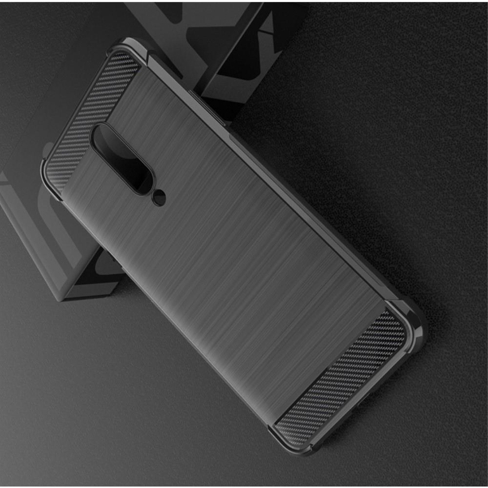 Матовый Силиконовый IMAK Vega Карбоновая Текстура Чехол c Противоударными Углами для OnePlus 7 Pro черный