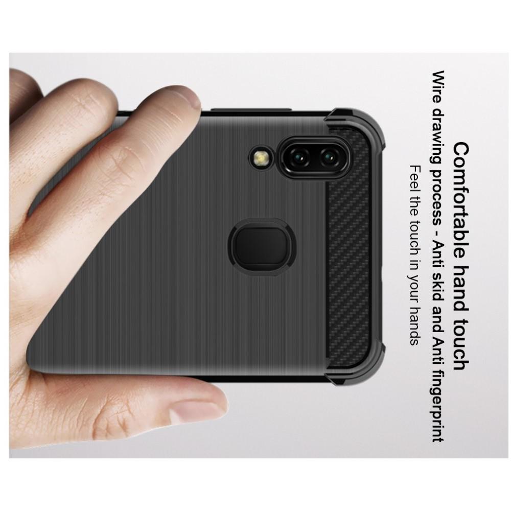 Матовый Силиконовый IMAK Vega Карбоновая Текстура Чехол c Противоударными Углами для Samsung Galaxy A20e черный