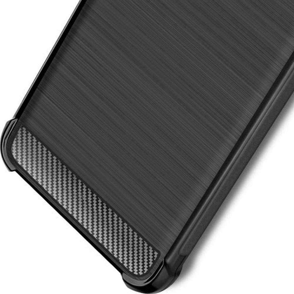 Матовый Силиконовый IMAK Vega Карбоновая Текстура Чехол c Противоударными Углами для Samsung Galaxy A40 черный