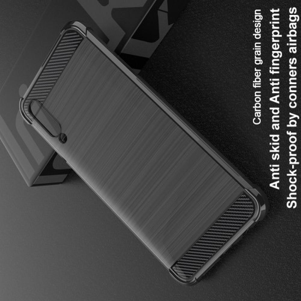 Матовый Силиконовый IMAK Vega Карбоновая Текстура Чехол c Противоударными Углами для Samsung Galaxy A50 черный