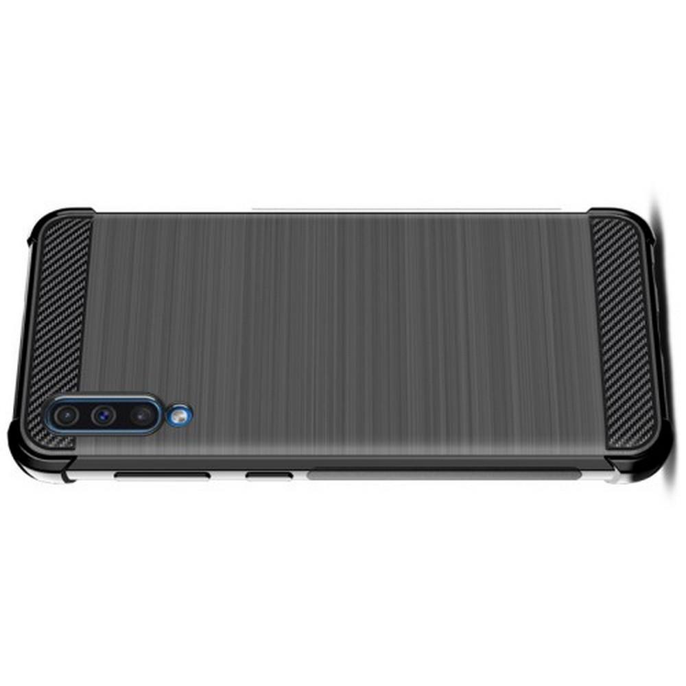 Матовый Силиконовый IMAK Vega Карбоновая Текстура Чехол c Противоударными Углами для Samsung Galaxy A70 черный