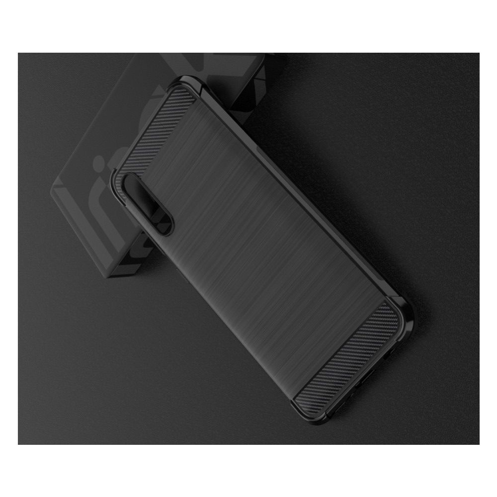 Матовый Силиконовый IMAK Vega Карбоновая Текстура Чехол c Противоударными Углами для Samsung Galaxy A70s черный