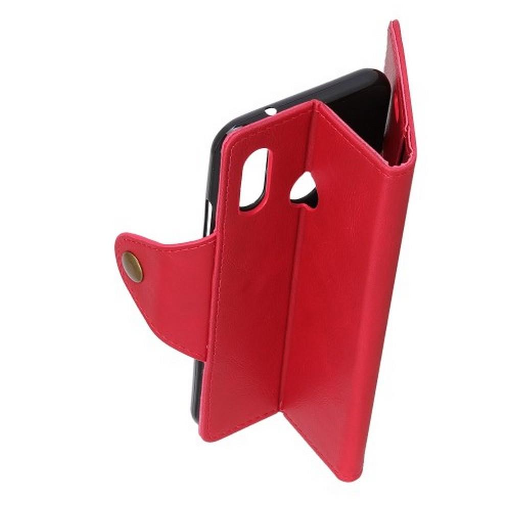 Боковая Чехол Книжка Кошелек с Футляром для Карт и Застежкой Магнитом для Xiaomi Redmi 7 Красный