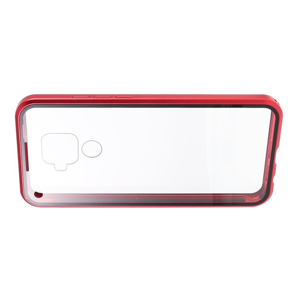 Металлический Магнитный Чехол Бампер с Закаленным Стеклом Huawei Mate 30 Lite Красный